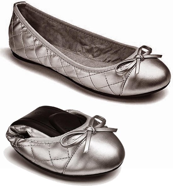 Butterfly Twists Olivia Ladies Quilted Ballerina Flats Pewter 