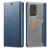 Luxe Samsung Galaxy A52 hoesje met kaarthouder Blauw / Grijs