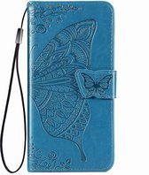 Hoesje geschikt voor iPhone 7 - Bookcase - Pasjeshouder - Portemonnee - Vlinderpatroon - Kunstleer - Blauw