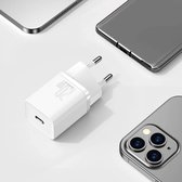 Baseus USB-C Snellader 20 Watt Oplader - Wit - Apple - iPhone - iPad - Samsung - Galaxy