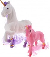 speelset Unicorn met veulen 3-delig wit/roze