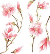 muursticker Magnolia 64 x 40 cm vinyl roze 5-delig