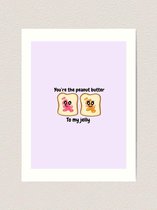 Rozeberryshop - Grappige Pindakaas en Jam Print - Quotes - Puns - A5 - Mini Poster - Muur Decoratie - Art Print - Zonder Lijst - Wanddecoratie - Keuken - Woonkamer Decoratie - Leuk Cadeau