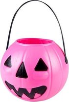 Halloween emmer | 3 stuks | Boland emmer pompoen | 14 x 16 cm | roze | halloween feest |