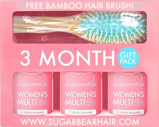 Sugarbearhair - women's multi vitamins 3 month 180 pcs & hair brush