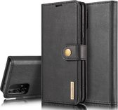 Zwart leren hoesje voor Samsung Galaxy A52 met stevige knop sluiting