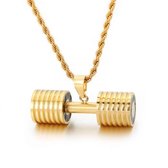 Stainless steel halsketting dumbell | goud | Ketting heren | Ketting dames | Bodie