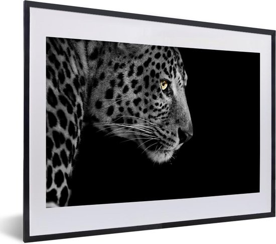 Cadre photo avec affiche - Léopard - Zwart - Wit - Fourrure - 40x30 cm - Cadre pour affiche