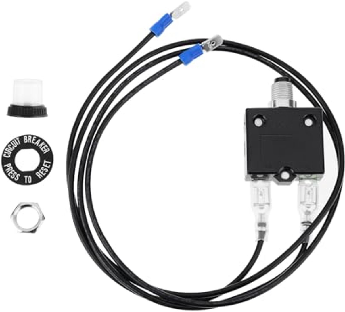 1Pc Push Button Circuit Breaker Current Overload Protector with Wire 32V 18AWG for Electrical Appliances Small Generators Air Compressors 60cm (3A)