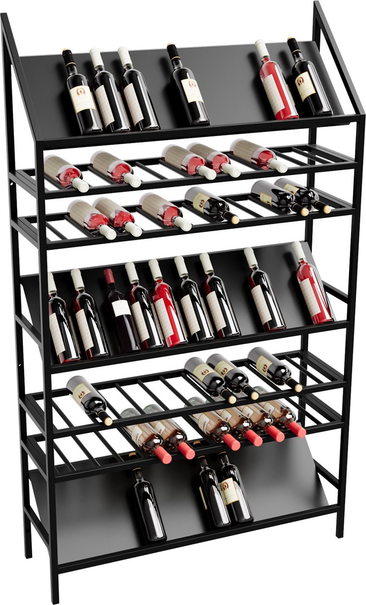 MetaloPro Wijnrek Amarone – Zwart Metalen Flessenrek Voor 156 Wijnflessen, Robuust En Uitschuifbaar Design, Ideaal Voor Keuken, Kelder Of Bar – 170x100x30cm