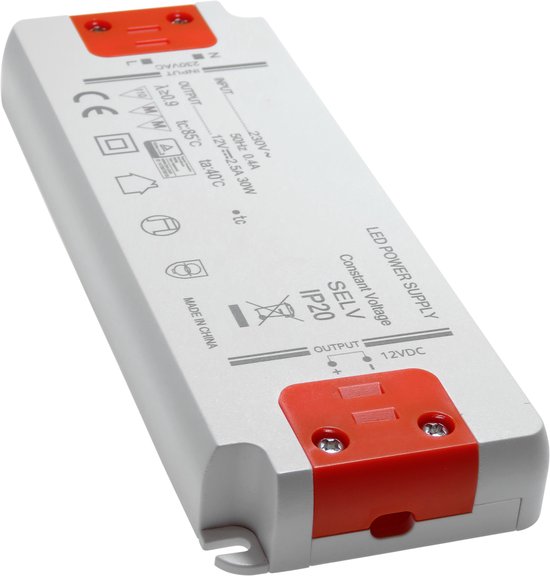 Foto: Dparts led trafo 12vdc max 30w voor verlichting super plat 12v 230v transformator constante spanning 2500 ma 30 watt 220v naar dc voeding niet dimbaar