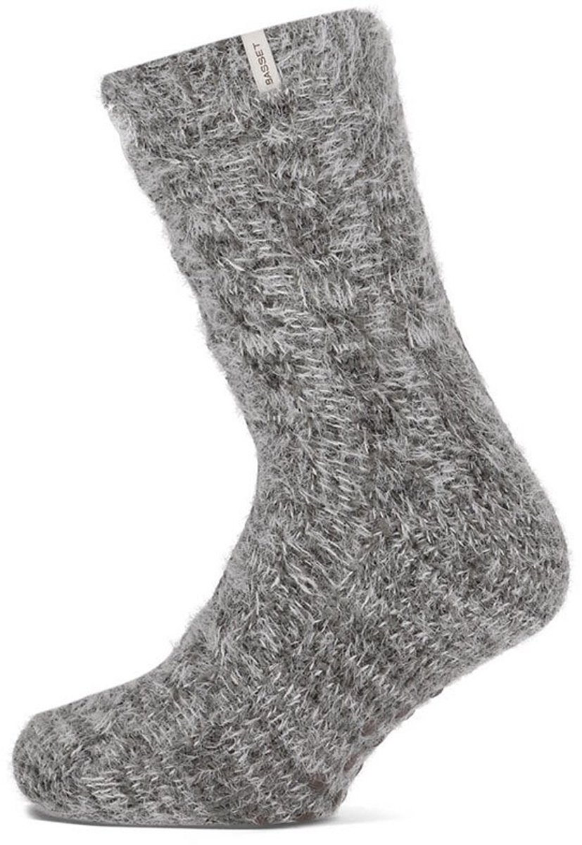 Basset dames huissokken chenille hairy grijs
