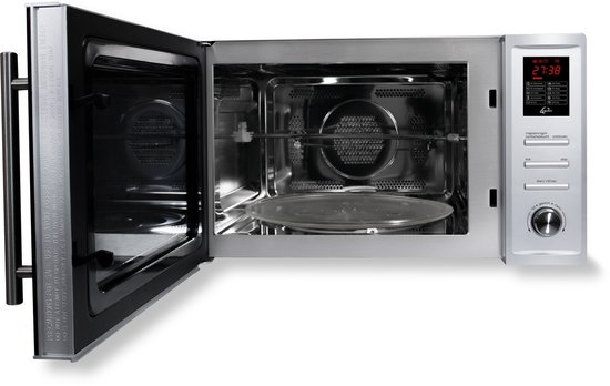 Inventum MN325CS - Vrijstaande combimagnetron - Heteluchtoven - Grill - 32 liter - 1000 watt - 10 kookprogramma's - RVS/Zwart