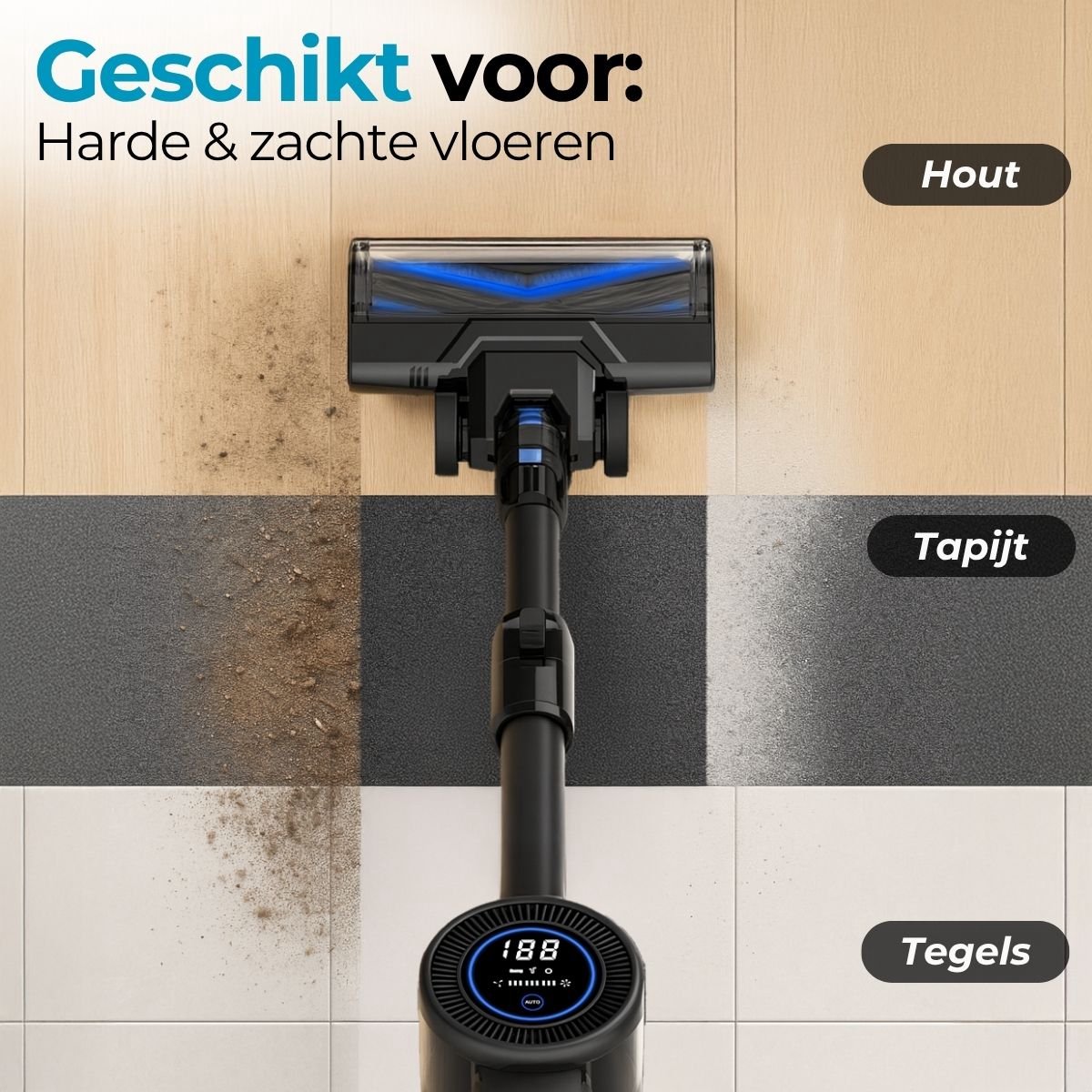Sanovy Turbo Flex X28 Steelstofzuiger Draadloos - Zonder Zak - Op Accu - 350W - 28Kpa - Met Opzetstukken - Draadloze Stofzuiger Zonder Zak — afbeelding 5