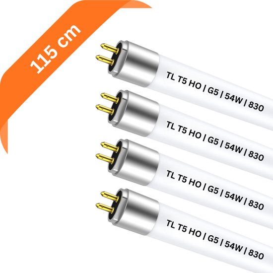 Vier TL-buizen van 115 cm, TL T5 HO | G5 | 54W | 830.