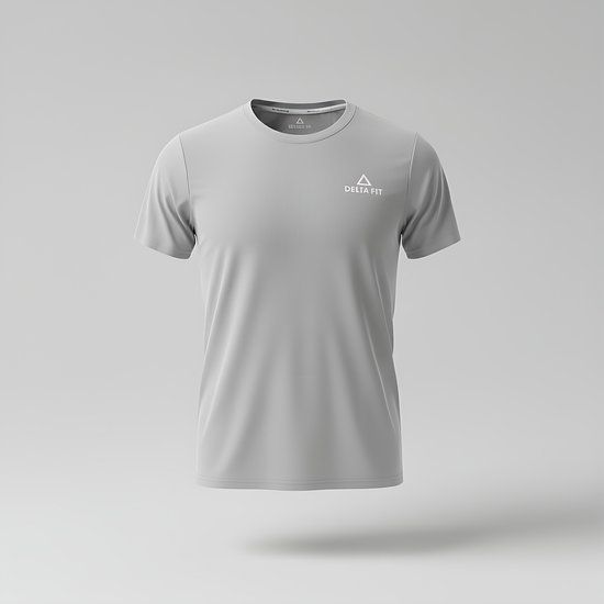 T-shirt de course Delta Fit – Ultraléger et respirant – Dry Mesh – Gris clair – Taille L