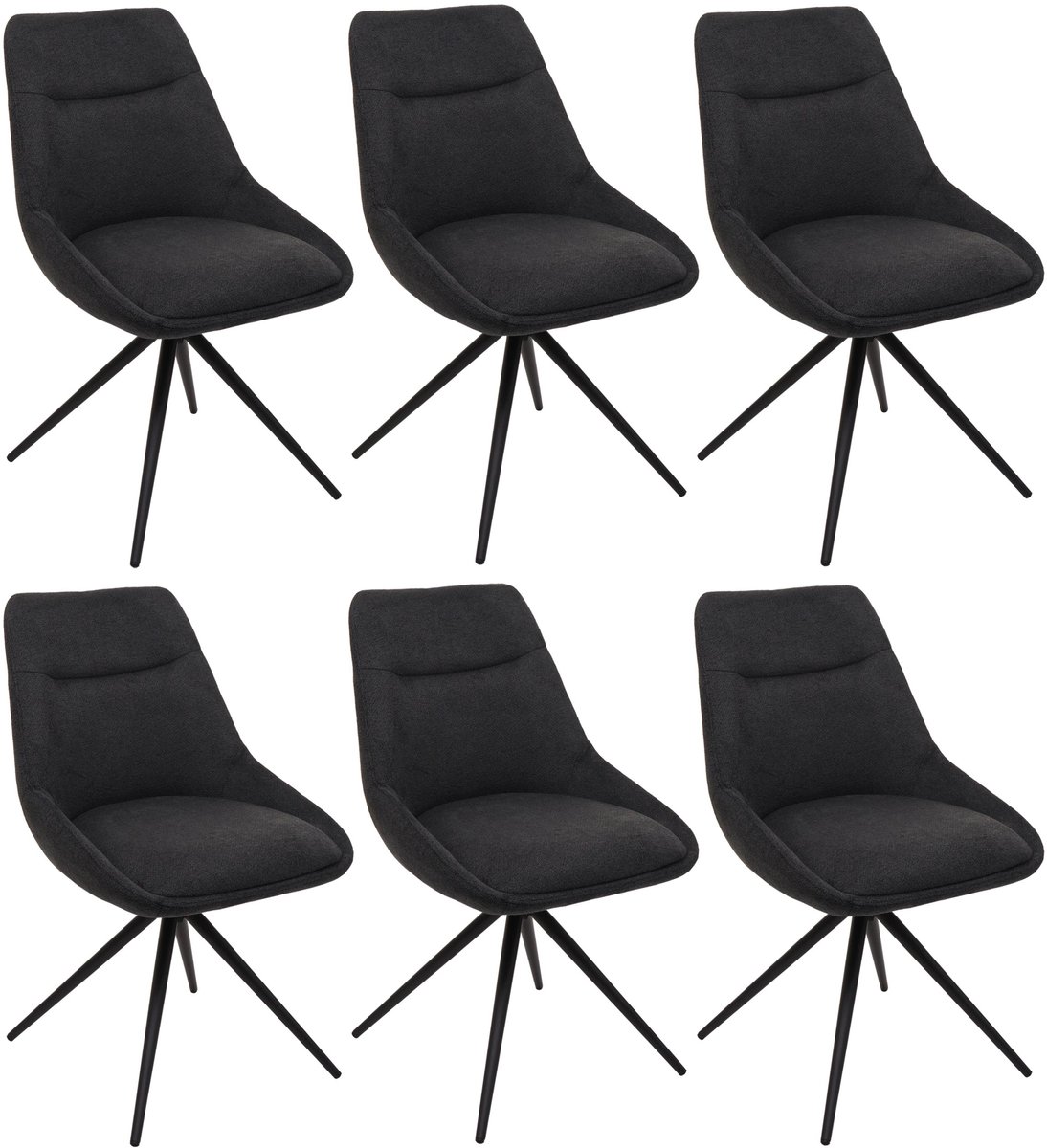 MCW Set van 6 eetkamerstoelen MCW-M65, keukenstoel, stoel met rugleuning, draaibaar, automatische positie, metaal, stof/textiel ~ antraciet