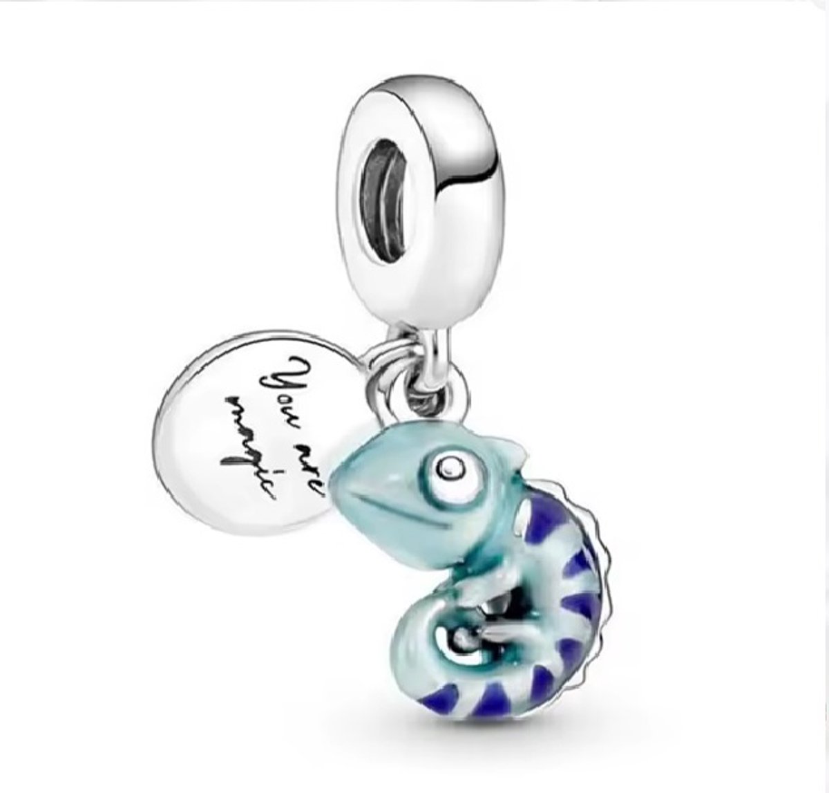 Zilveren Bedel Kameleon – Sterling Zilver 925 – Cadeau set inclusief Kinderboek