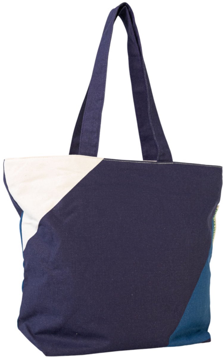 Shopper / Grote tas met rits en binnenvak van NoMorePlasticBags- Indigo Blue - 100% Biologisch katoen- Duurzaam- Cadeau voor vrouw