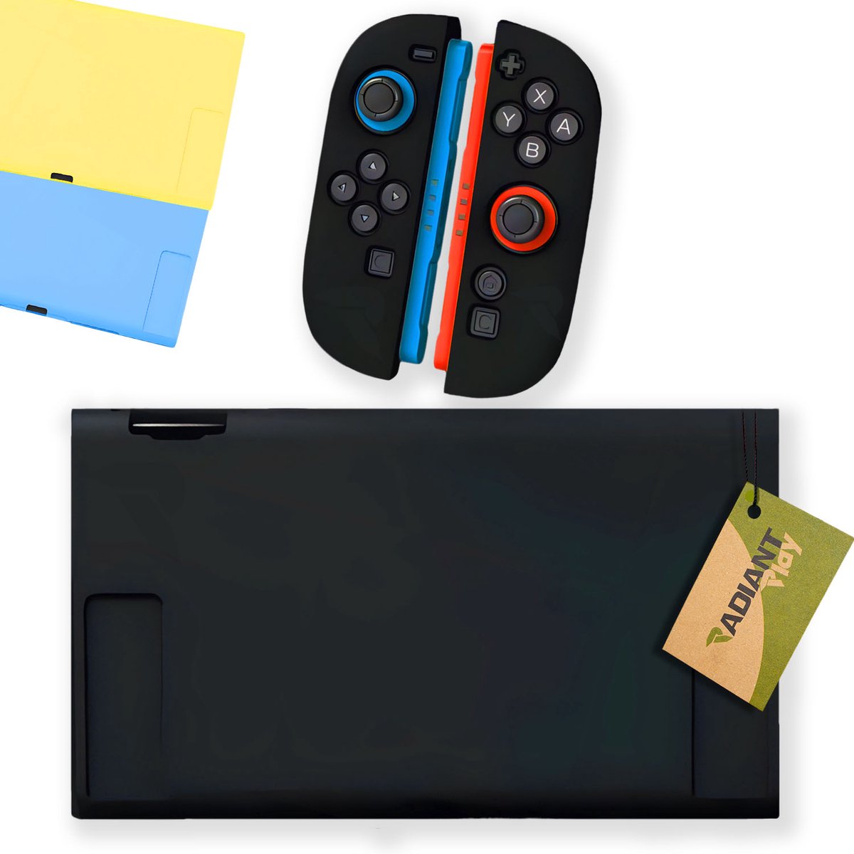 Radiant Play - Nintendo Switch 2 Hoesje - 3-delig Siliconen Beschermhoes / Back Cover Case - Zwart