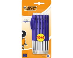 BIC M10 Original Stylos-Bille Rétractables Pointe Moyenne (1,0 mm) - Bleu, Blister de 10+4