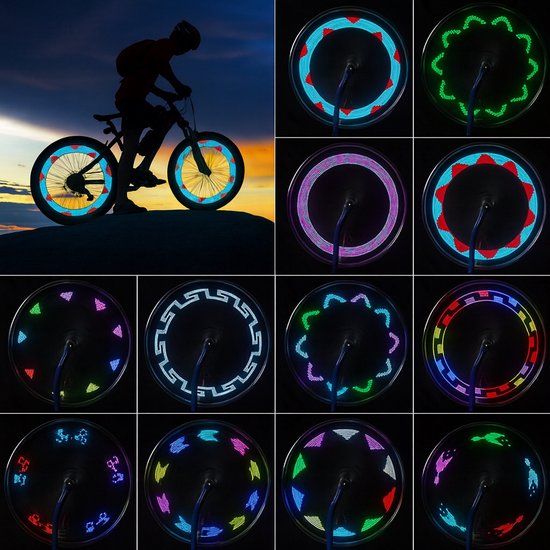 BOTC Spaakverlichting Fiets - 30 patronen - Spaakverlichting met bewegingssensor - LED Fietswiel Spaak Licht - 1 Stuk