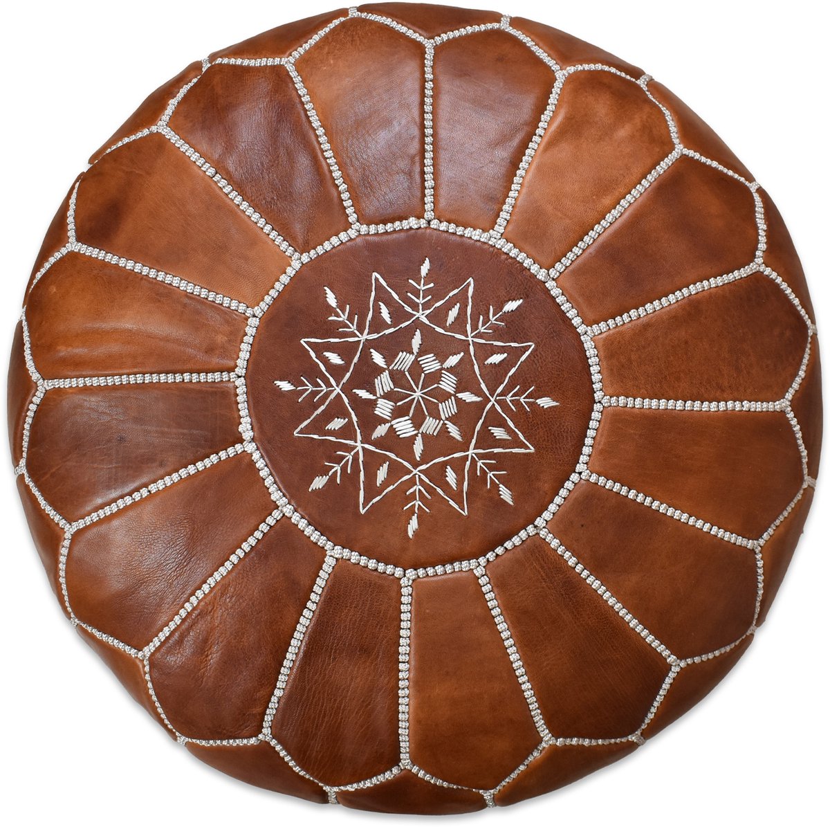 Poufs&Pillows Leren Poef - Cognac bruin - Handgemaakt en gevuld geleverd – extra zacht en vervaardigd uit plantaardig gelooid leer