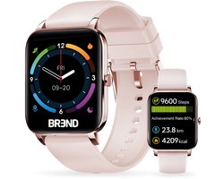 Smartwatch voor Dames en Heren - Stappenteller, Bloeddrukmeter en Hartslagmeter - Sporthorloge - Spatwaterdicht – Roze - BREND BR-2223