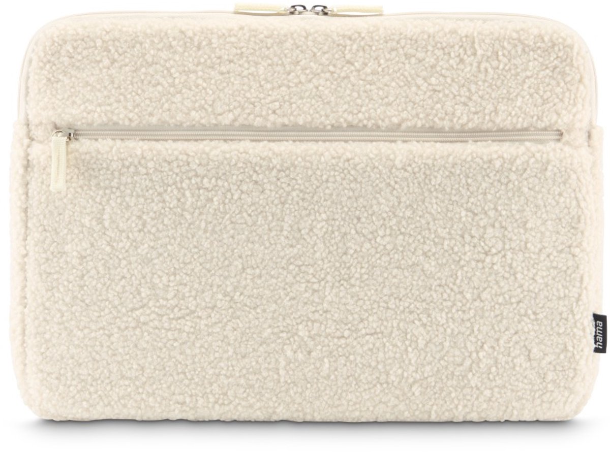 Hama Cozy laptopsleeve - 15,6inch geschikt tot 15,6 inch - Zachte teddy afwerking - Beige