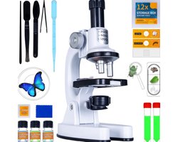 foto van Silvergear Microscoop Set voor Kinderen - 200x Tot 1200x Vergroting - Kinder Microscoop met Preparaten en LED Verlichting - Educatief Speelgoed - Cadeau voor Jongens en Meisjes - Vanaf 6 Jaar