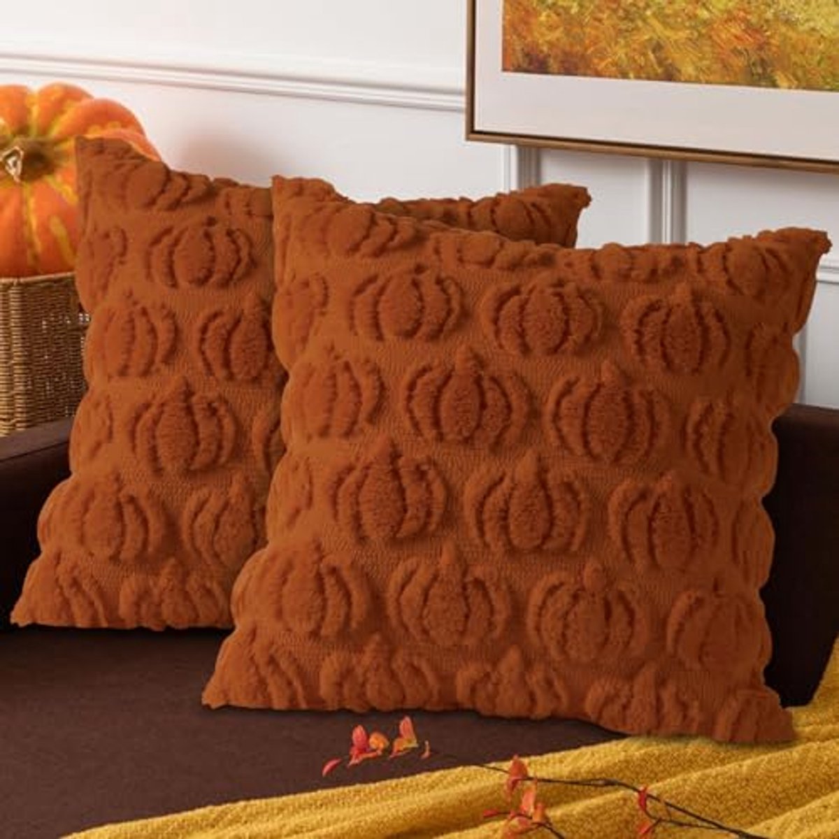 Set van 2 Herfst Kussenslopen 40x40 cm - Decoratieve Pompoen Kussenhoezen voor Halloween en Thanksgiving