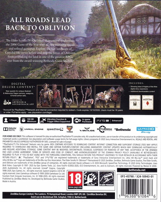 The Elder Scrolls IV Oblivion Remastered Deluxe Edition PS5