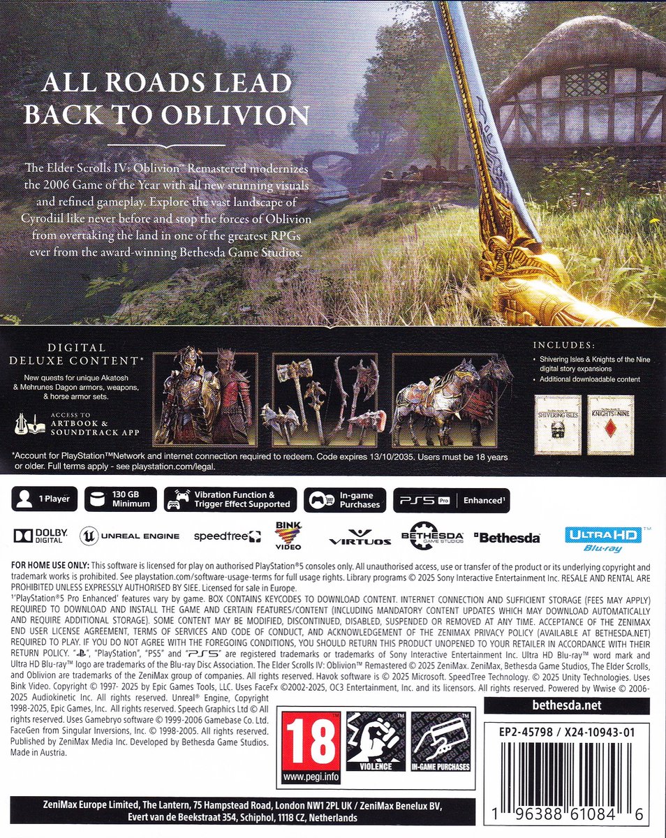 The Elder Scrolls IV Oblivion Remastered Deluxe Edition PS5