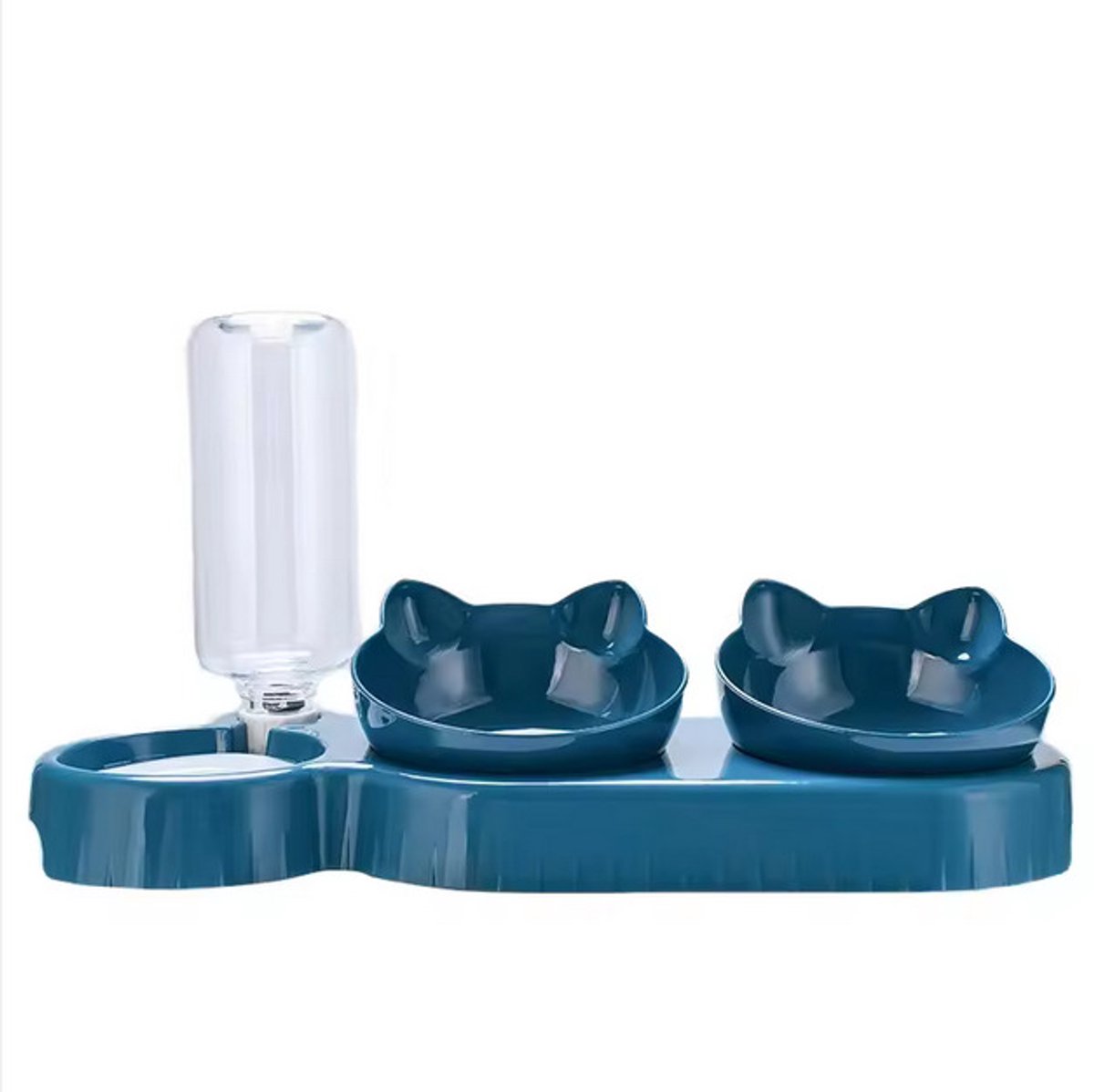 Automatische Katten Voerbak & Drinkbak 3-in-1 – Dubbele Voerbak met Waterdispenser – Kat & Kleine Hond – Blauw