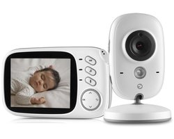 3Babies® Babyfoon met camera – Baby monitor – Op afstand bestuurbaar – 3.2 inch Scherm – Tweezijdig Audio – Nachtzicht en Zoomfunctie – ECO-mode – Inclusief Slaapliedjes