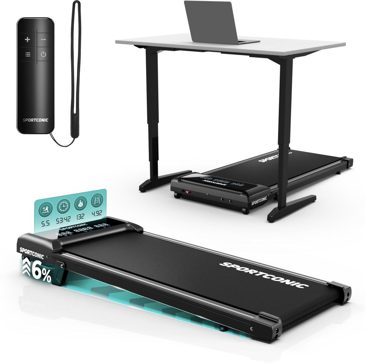 Sportconic Loopband 1-6km/u - Walking pad met Helling -