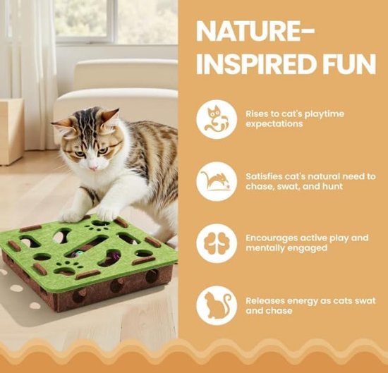 Katten Krab Puzzel Verrijkings Doos - Interactieve Klauw Slijper met 2 Katten Krab Puzzel Verrijkings Doos - Interactieve Klauw Slijper met 2