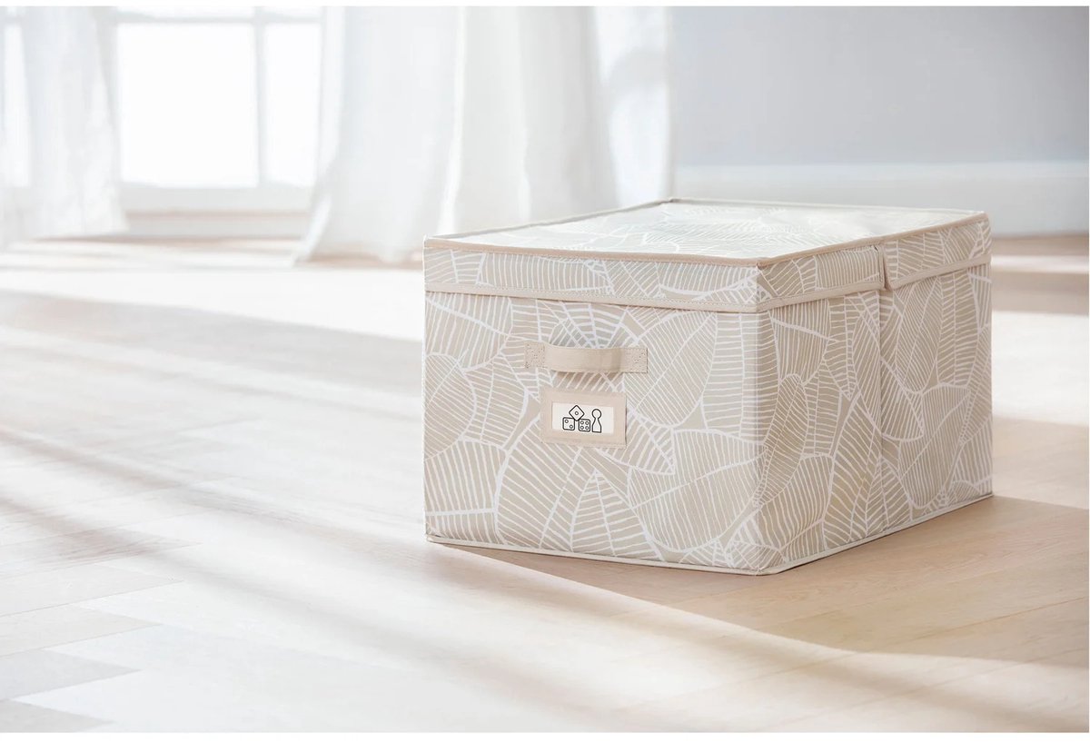 Livarno Home Opbergbox - 50 x 40 x 30 cm - Beige - Me etikettenvenster