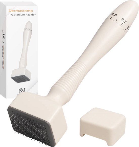 Nuvance Dermastamp - Verstelbaar tussen 0,1mm en 3mm - Derma Stamp - 140 Naalden - Microneedling - Dermaroller