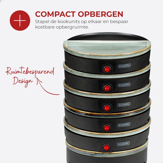 Bourgini Chef's Dinnerparty Gourmetstel - Glazed Grey - 5 Personen - Bakplaat - PFAS-vrij - Vaatwasserbestendig — afbeelding 3