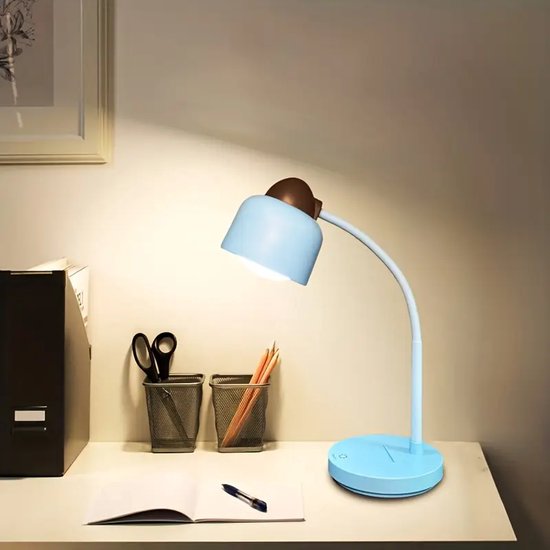 Foto: Touch control led bureaulamp oplaadbare bureaulamp decoratieve bureaulamp bureaulamp voor studiebureau stijlvolle en functionele verlichting blauw