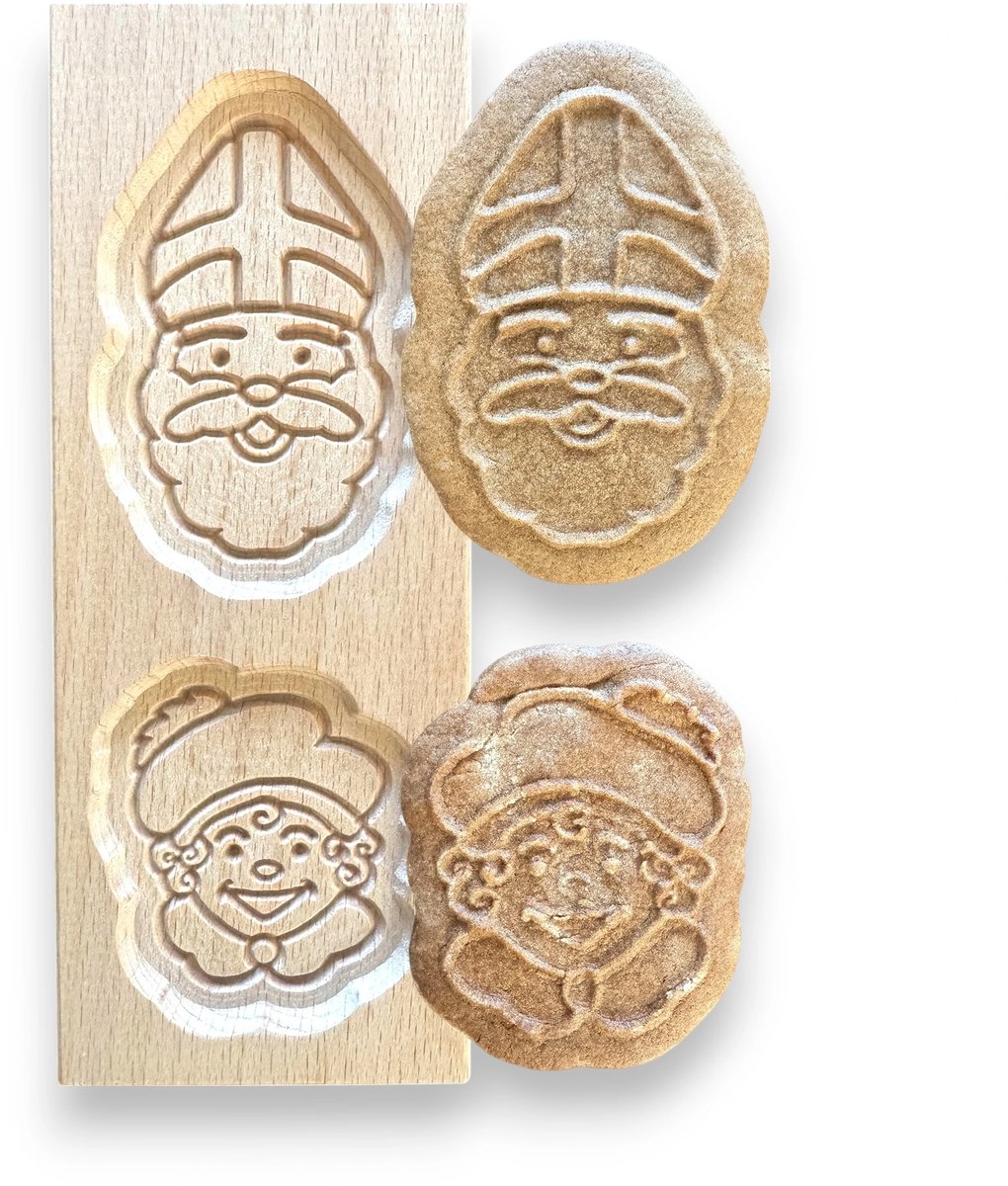 Speculaasplank ‘Sint en Piet’ om echt Sinterklaas speculaas mee te bakken