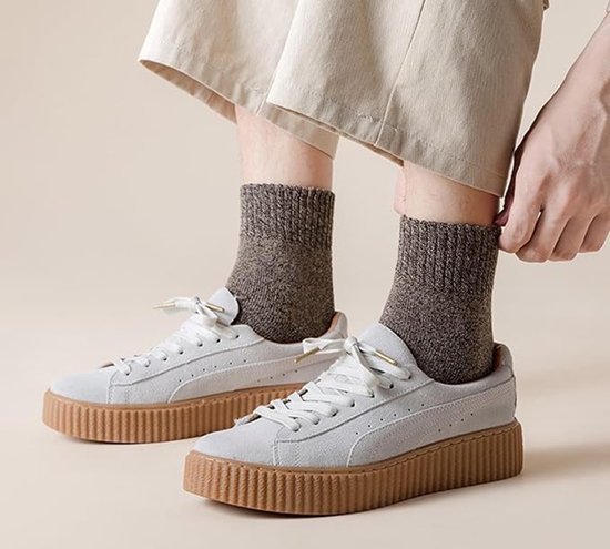 5 paires de chaussettes thermiques épaisses - Chaussettes d'hiver en laine pour femme - Extra chaudes et respirantes - Modèle unisexe extensible - Semelle antidérapante - Costume foncé