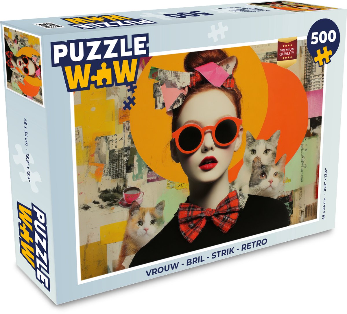 Vrouw - Bril - Strik - Retro