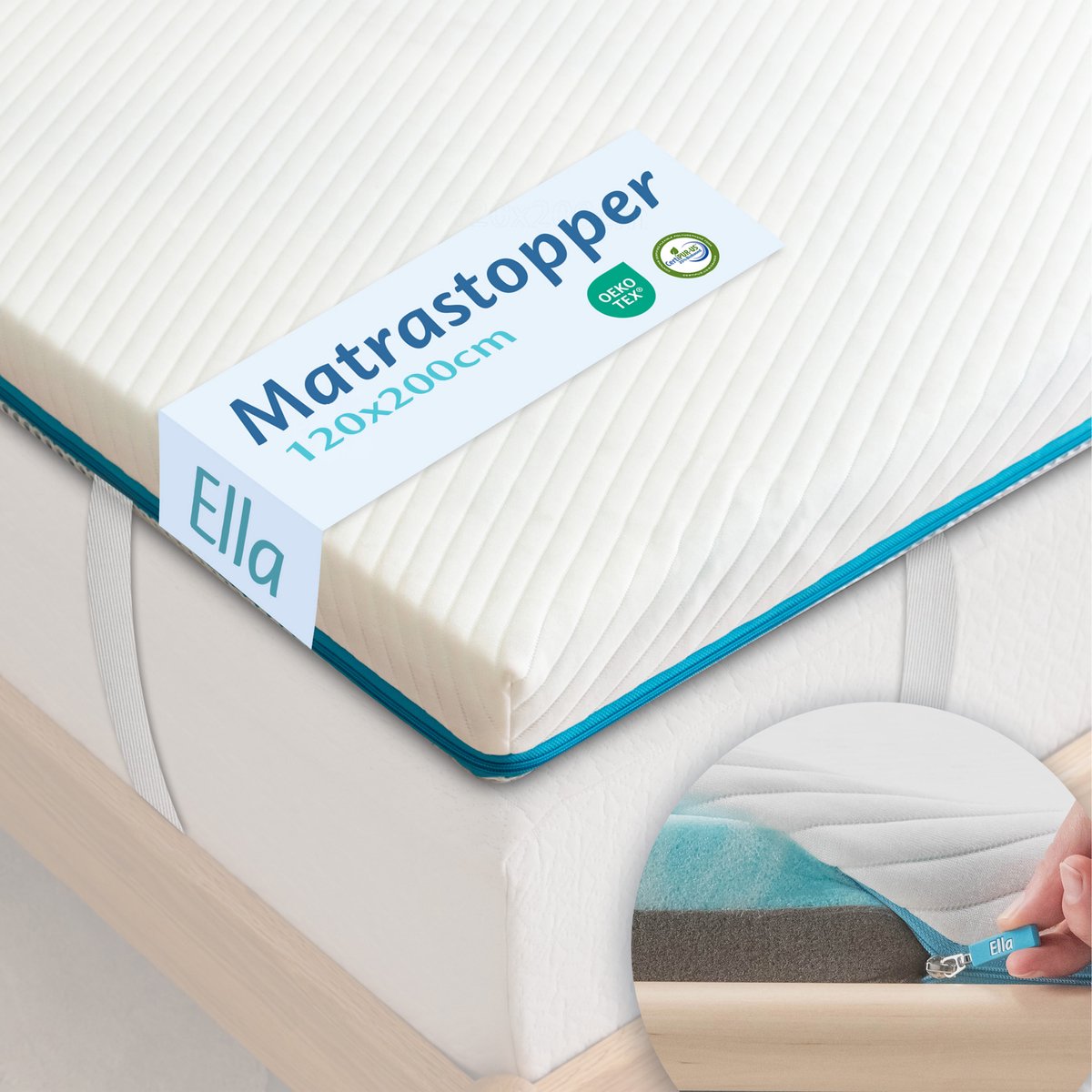 Ella Topper 120x200 cm - Matras Topdekmatras - Matrastopper Gel Infused Traagschuim & Aircell-schuim - Medium Hardheid