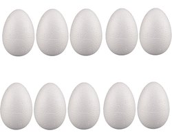 Piepschuim hobby vorm - 10x - ei - 6 cm - DIY knutsel figuren om te versieren - paasei