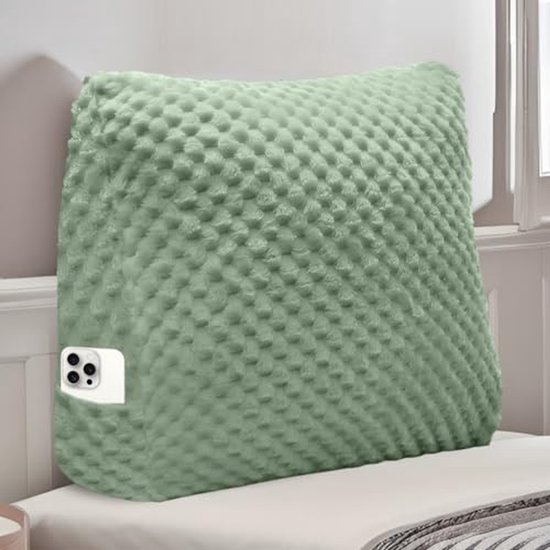 Björn&Schiller Rugkussen, leeskussen voor bed en bank, driehoekig kussen, lendenkussen voor het bed, groot hoofdeindekussen, met wasbare overtrek (beige, 200 cm