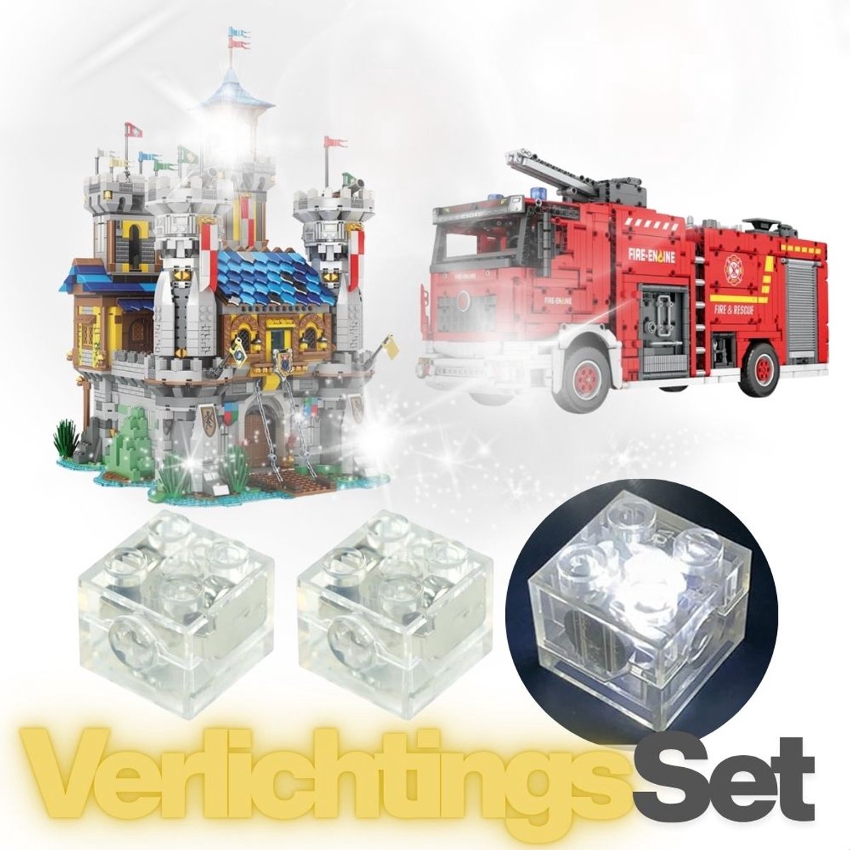Xainy SS04 I/O Switch Verlichtingsset kubus witlicht | Geschikt voor bekende merken o.a Reobrix Pantasy | Speelgoed verlichting voor bouwpakketten of modelbouw | Bouwblokken lampjes op batterijen geschikt voor kinderen & volwassenen | My bricks light