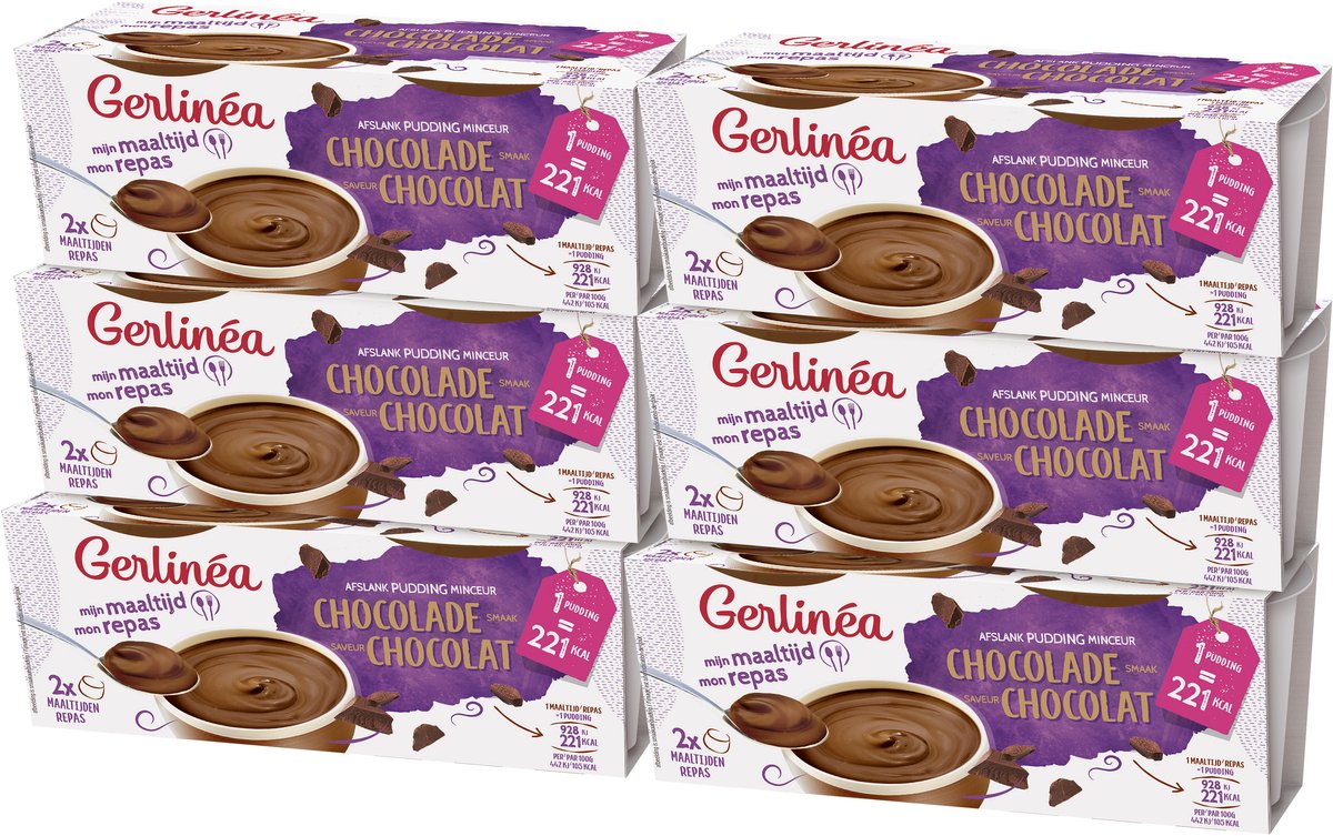 Gerlinéa Maaltijdvervanger - Aflsankpudding - Chocolade - 6 x 210 g