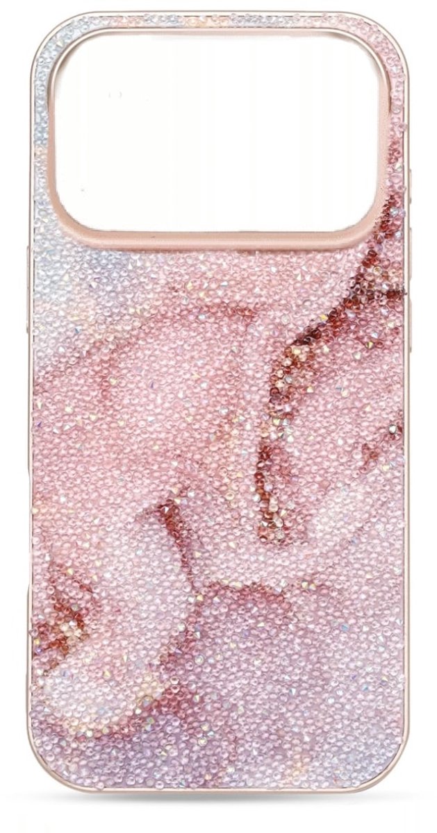 Casemania - Backcover - iPhone 17 Pro Max - Marmer Glitter - Roze Beige